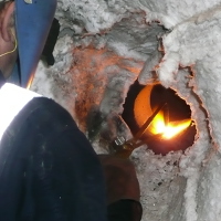 Gas fusion weld repair being carried out on a pump bowl casing